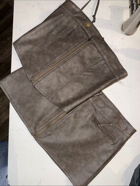 Princess Polly Men's Taupe Faux-Leather Zip Panel Pants